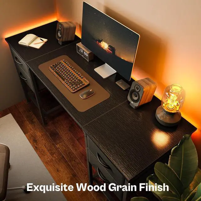 Alt view image 5 of 7 - Huuger 55 Inch Computer Desk with 4 Drawers and Mesh Shelf, Gaming and Work Desk for Home Office, Study, Bedroom, Work from Home