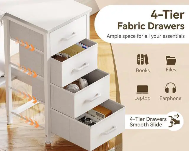 Alt view image 4 of 6 - Casaottima L Shaped Desk with 4 Drawers, 40" Small White Computer Desk with Storage, Reversible Kids Study Desk with CPU Stand & Hook, Corner Desk for Home Office