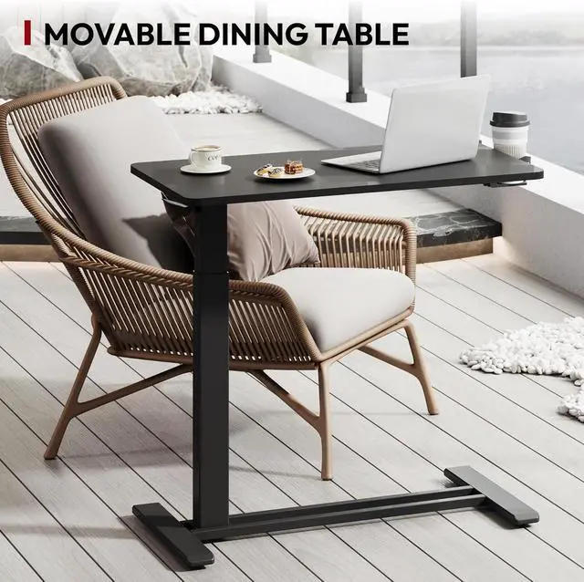 Alt view image 5 of 7 - SANODESK Mobile Standing Desk with Hidden Wheels,Pneumatic Laptop Desk Rolling Computer Cart Movable Height Adjustable Small Sit Stand Desk for Home Office(31.5" W x 17.7" D, Black)