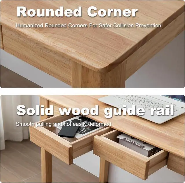 Alt view image 6 of 7 - Solid Wood Desk, Gaming Study Home Office Desks for Work, Student PC Desk for Bedroom, Small Computer Desk for Small Spaces, Easy to Assemble (Wood Color, 39inch)