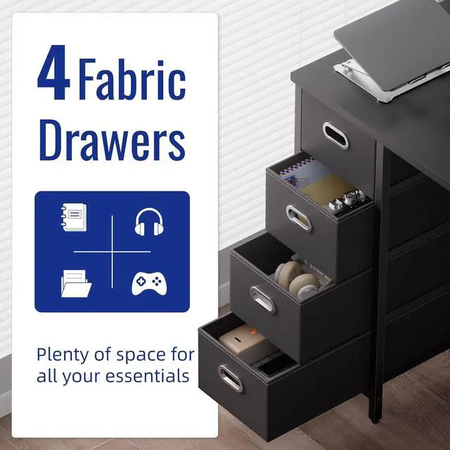 Alt view image 6 of 6 - Pamray 40 Inch Computer Desk with 4 Drawers Small Office Desk for Home Bedroom Study Writing Simple Modern Computer Table Pink