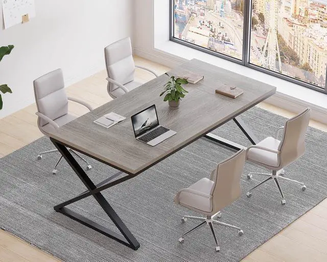 Alt view image 7 of 7 - LVB Large Desk, 70.8 Extra Long Computer Desk for Home Office, Industrial Wide Work Desks for Writing Study in Bedroom, Simple Wood Metal Gaming Desk Executive Workstation Dual Monitor, Light Grey