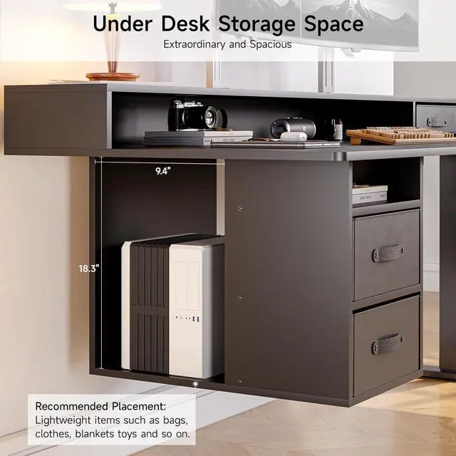 Alt view image 3 of 7 - Standing Desk with Drawers, 63x24 Inch Electric Stand Up Desk with 3 Drawers and Open Storage Shelf, Adjustable Height 28-46 Inches for Home and Computer Workstation, Black
