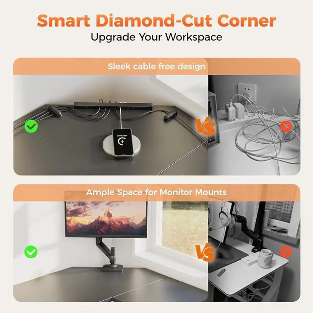 Alt view image 6 of 7 - L Shaped Desk 66 inch for Home Office, Corner Computer Desk Gaming Desk Wood l Desk with CPU Stand, Study Writing Table(CPU Stand, Black, 66 inch)