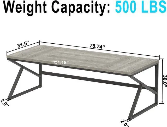 Alt view image 2 of 7 - HSH 78 Inch Long Home Office Desk, Extra Large Grey Computer Desk for 2 Person, Industrial Wooden and Metal Executive Work Writing Study Gaming Desk Table, Modern Bedroom PC Laptop Desk Double Desk