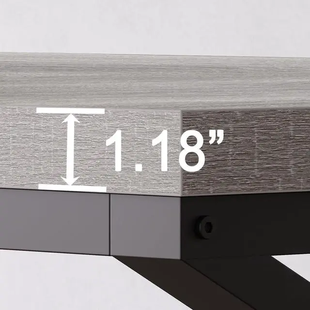 Alt view image 6 of 7 - HSH 78 Inch Long Home Office Desk, Extra Large Grey Computer Desk for 2 Person, Industrial Wooden and Metal Executive Work Writing Study Gaming Desk Table, Modern Bedroom PC Laptop Desk Double Desk