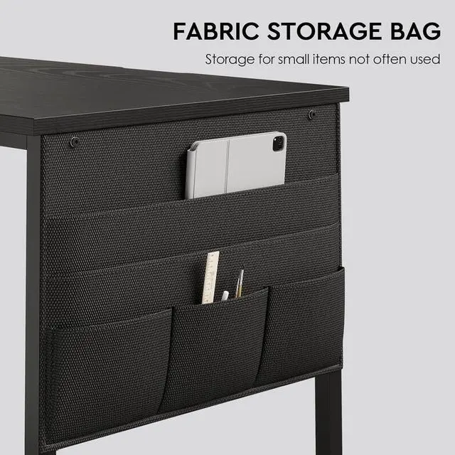 Alt view image 7 of 7 - Maihail Home Office Desk with Drawers Adjustable Shelves, 59 inch Writing Desk with File Cabinet, Large Computer Desk with Storage, Vintage, Black