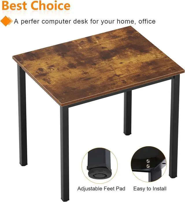 Alt view image 6 of 7 - Need Small Computer Desk for Home&Office- 31.5'' Length Small Writing Desk Gaming Desk Students Laptop Use, Rustic Brown Desktop & Black Frame AC3FB(8060)
