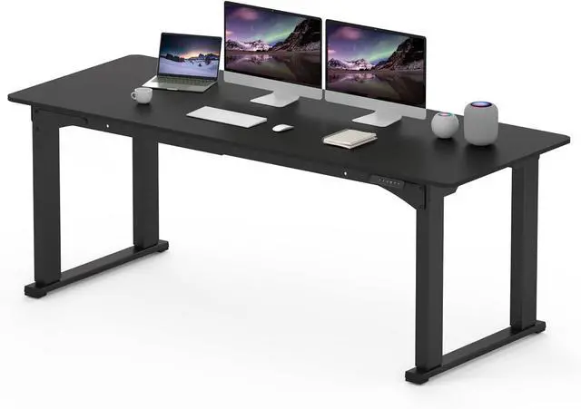 Main image of SANODESK 4-Leg Standing Desk, Electric Height Adjustable Desk with Memory Presets for Home Office, Stand up Desk Computer Workstation, 78x32 Inches Black