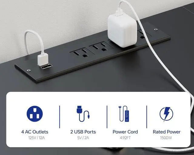 Alt view image 3 of 6 - Pamray 71 Inch Large Computer Desk with Power Outlets,U Shaped Corner Desk for Home Office Work and Gaming White