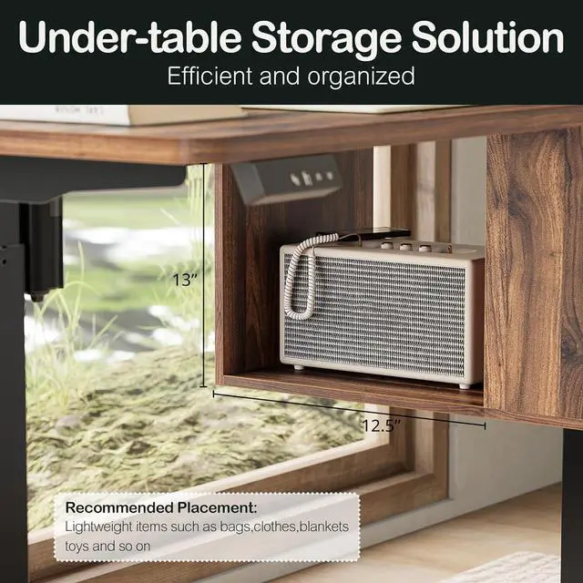 Alt view image 6 of 7 - Electric Standing Desk with 4 Drawers, 47.2 x 23.6 Inch Height Adjustable Whole Piece Sit Stand Desk, Computer Home Office Workstation with Open Storage Shelf, Black Walnut