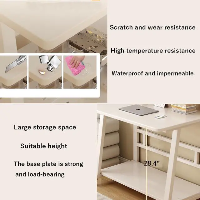 Alt view image 5 of 6 - 31.5 Inch Home Office Desk for Small Space,Rolling Computer Desk with Wheels,Student Study Table for Bedroom.
