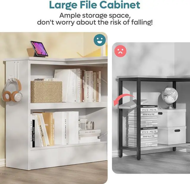 Alt view image 4 of 7 - Bestier L Shaped Gaming Desk with LED Lights, 42 Inch Computer Desk with Monitor Stand & Open Storage Cabinet,Writing Study Corner Desk for Home Office Bedroom, White