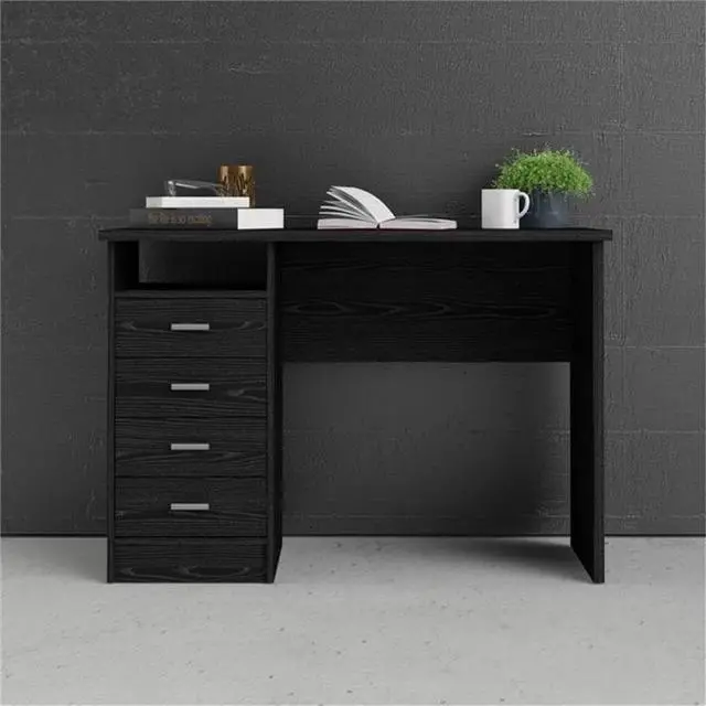 Alt view image 2 of 7 - Tvilum Desk with 4 Drawers, Black Woodgrain