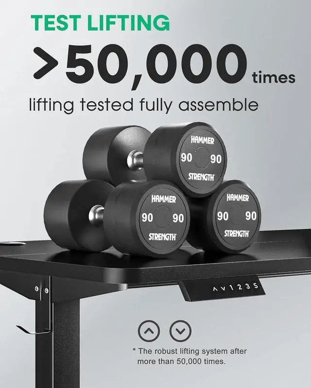 Alt view image 3 of 7 - VECELO Electric Standing Desk Adjustable Height, 48 x 24 Inch Computer Desk with Headphone Hook, Memory Preset Gaming Desk, Dual-Motor, Easy Assemble for Home, Office, Black