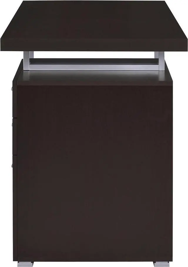 Alt view image 7 of 7 - Coaster Home Furnishings Brennan Modern Contemporary Home Office 3-Drawer Writing Desk with Drawers Computer Desk Study Table File Cabinet Storage Silver Metal Frame Cappuccino Brown 800519