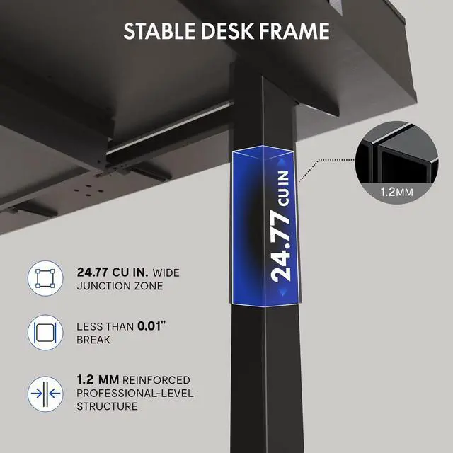 Alt view image 5 of 7 - FLEXISPOT One-Piece Standing Desk with Rattan Drawers, 48 x 24 Inch Adjustable Height, Electric Stand Up Table with Monitor Shelf, Home Office Ergonomic Computer Desk with Memory Presets, Black
