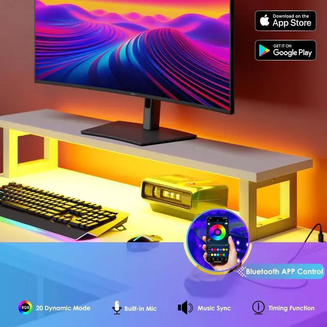 Alt view image 5 of 7 - Fixwal Gaming Desk for Bedroom L Shaped Small Corner Computer Desk with Power Outlets and LED Lights, PC Desk, Home Office Desks with Drawer, Writing Desk Study Desk, White