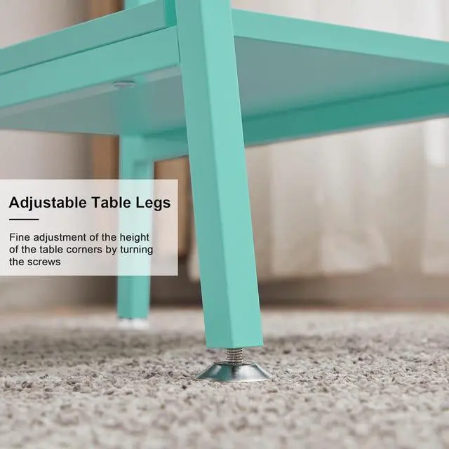 Alt view image 7 of 7 - VECELO 43.1 Inch Computer Desk Home Office Blue Study Desk Work Office Table with Shelves Wooden Desk for Bedroom 2 Set
