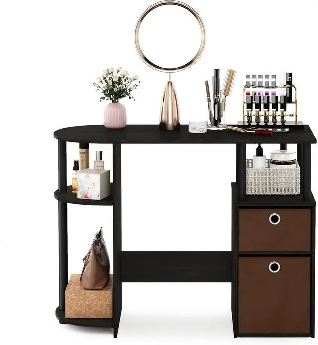 Alt view image 5 of 7 - FURINNO Jaya Computer Study Desk with Bin, Brown