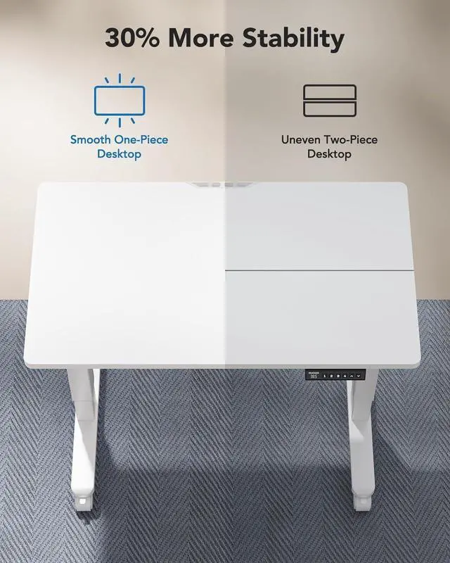 Alt view image 5 of 7 - HUANUO Electric Small Standing Desk, 35" x 20" Whole Piece Desktop, Adjustable Height Computer Desk, 4 Height Memory Settings, Sit Stand Up Desk for Home Office, White