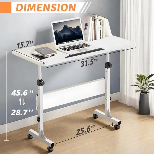 Alt view image 2 of 6 - Rolling Desk Adjustable Height,Portable Laptop Desks,Small Standing Desk with Wheels for Home Office