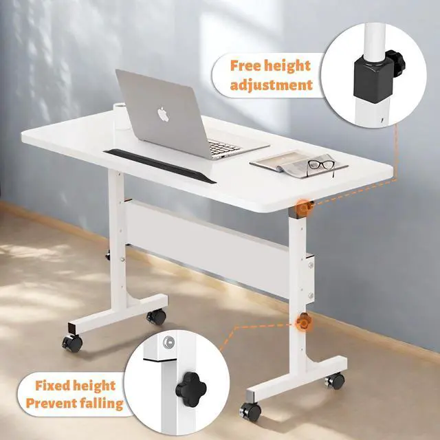 Alt view image 6 of 6 - Rolling Desk Adjustable Height,Portable Laptop Desks,Small Standing Desk with Wheels for Home Office