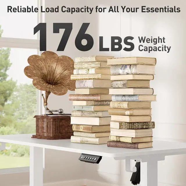 Alt view image 6 of 7 - 48 x 24 Inch Electric Standing Desk Adjustable Height,Sit Stand Up Desk with Wheels,Home Office,Rising Desk,Computer Workstation, Gaming Work (Spliced Desktop,White)