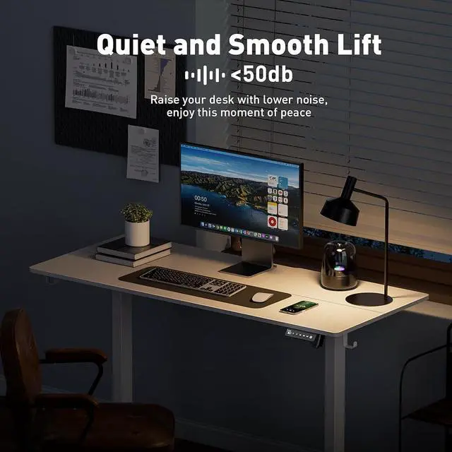 Alt view image 7 of 7 - 48 x 24 Inch Electric Standing Desk Adjustable Height,Sit Stand Up Desk with Wheels,Home Office,Rising Desk,Computer Workstation, Gaming Work (Spliced Desktop,White)