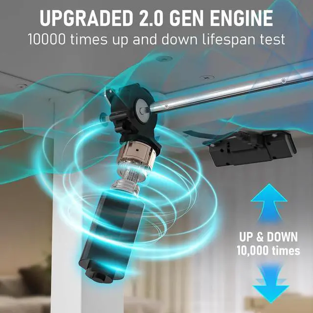 Alt view image 5 of 7 - 40" x 24" Electric Standing Desk, Adjustable Height Sit Stand Desk with 3 Preset Heights & 2 Hook, Electric Desk for Home Office Gaming, White