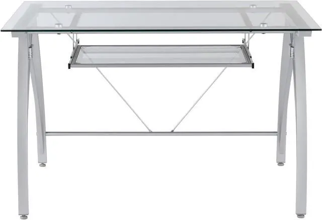 Alt view image 7 of 7 - Realspace® Vista 48"W Glass Computer Desk, Silver