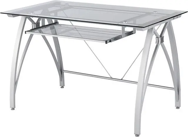 Alt view image 6 of 7 - Realspace® Vista 48"W Glass Computer Desk, Silver