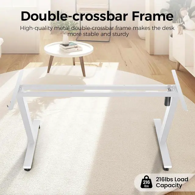 Alt view image 3 of 7 - Standing Desk 63 x 24 in Adjustable Height,Electric Stand Up Desk,Curved Sit Stand Home Office Computer Desk with casters, Mouse pad and Headphone Hook(White)