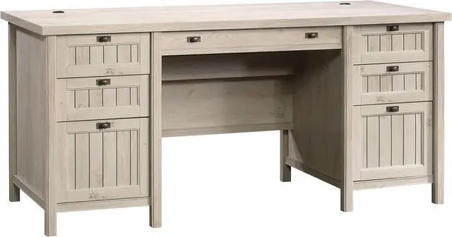 Main image of Sauder Costa Office Desk with Drawers, Executive Desk with File Drawer Storage, in Chalked Chestnut