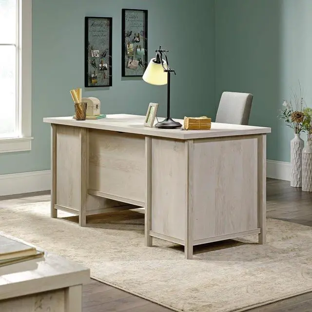 Alt view image 5 of 7 - Sauder Costa Office Desk with Drawers, Executive Desk with File Drawer Storage, in Chalked Chestnut
