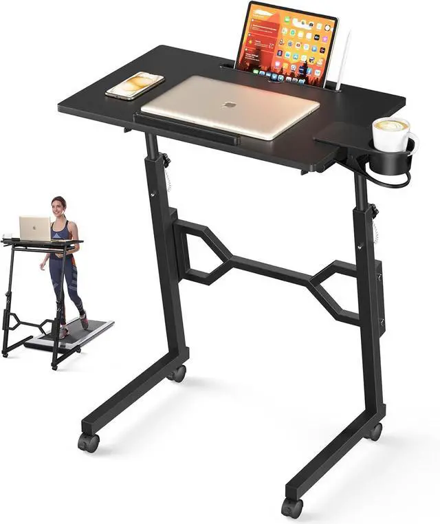 Main image of Small Standing Desk with Wheels, Portable Treadmill Desk, Rolling Desk Adjustable Height for Laptop, Mobile Standing Table for Walking Pad, Bedside Table