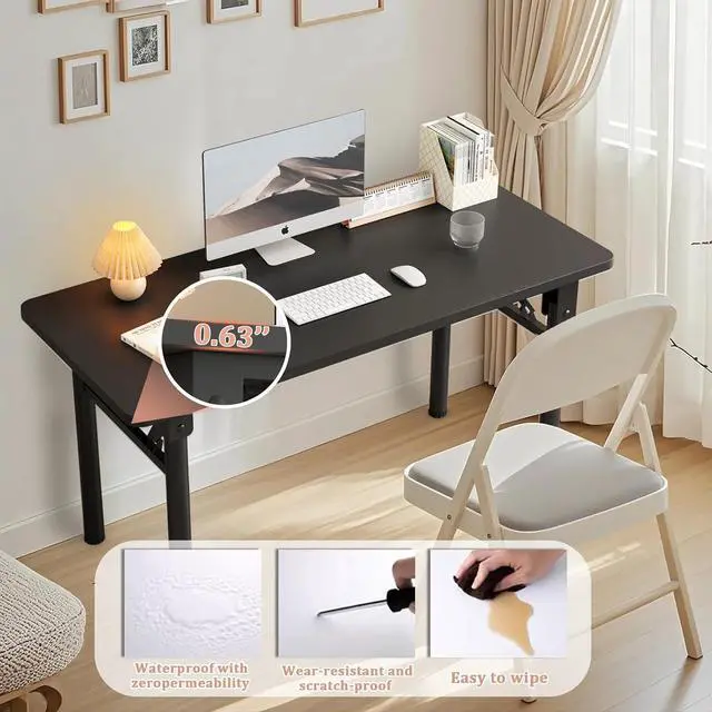 Alt view image 5 of 7 - Computer Desk Study Table No Assembly Required,Writing Computer Space Saving Folding Table for Home Office
