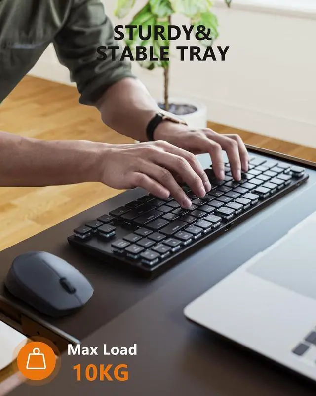 Alt view image 4 of 7 - FEZIBO Standing Desk with Keyboard Tray, 40 x 24 Inch Adjustable Height Sit Stand Desk with Memory Presets for Home Office, Ergonomic Computer Workstation, Black