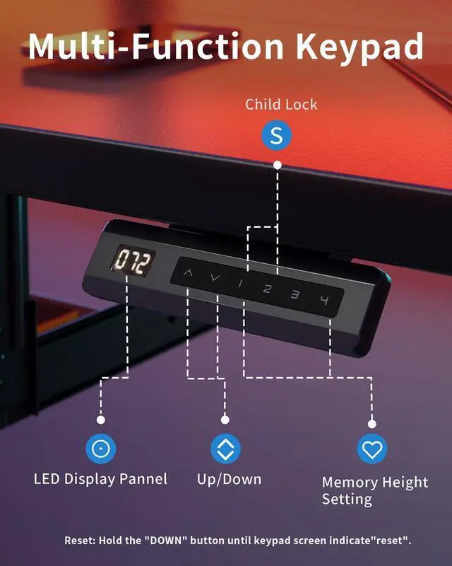 Alt view image 6 of 7 - FEZIBO Standing Desk with Keyboard Tray, 40 x 24 Inch Adjustable Height Sit Stand Desk with Memory Presets for Home Office, Ergonomic Computer Workstation, Black