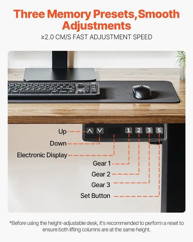 Alt view image 4 of 7 - VEVOR Standing Desk Frame, Adjustable 27.6-46.1 inch Height & 35.4-53.2 inch Length Electric Stand Up Computer Desk Legs, Ergonomic DIY Workstation Base for Home and Office (Black Frame Only)