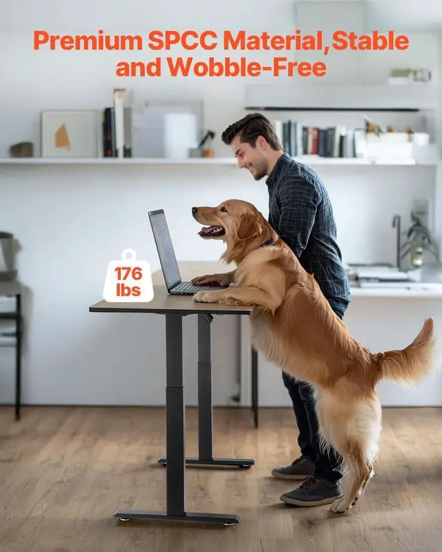 Alt view image 6 of 7 - VEVOR Standing Desk Frame, Adjustable 27.6-46.1 inch Height & 35.4-53.2 inch Length Electric Stand Up Computer Desk Legs, Ergonomic DIY Workstation Base for Home and Office (Black Frame Only)