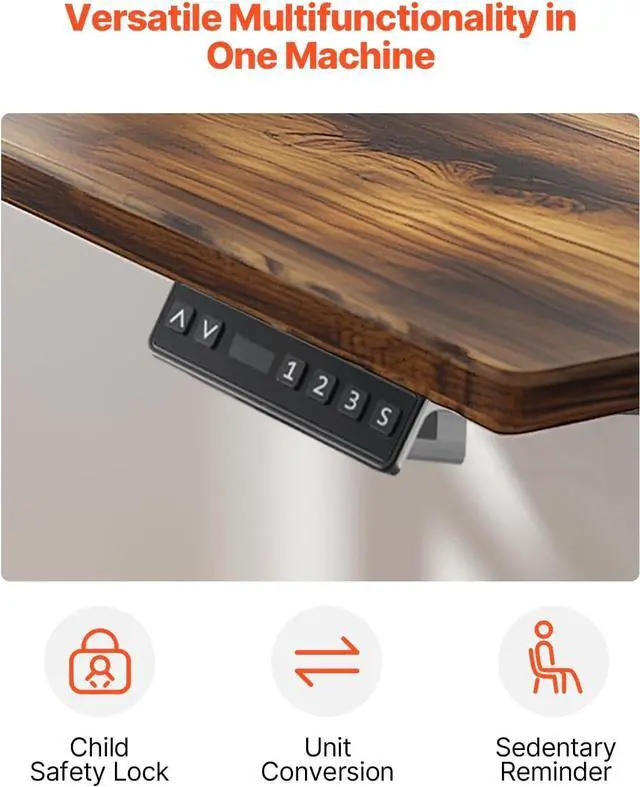 Alt view image 7 of 7 - VEVOR Standing Desk Frame, Adjustable 27.6-46.1 inch Height & 35.4-53.2 inch Length Electric Stand Up Computer Desk Legs, Ergonomic DIY Workstation Base for Home and Office (Black Frame Only)