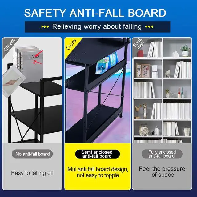 Alt view image 6 of 7 - GTRACING L Shaped Gaming Desk, Carbon Fiber Style Computer Desk Compatible with Monitor Arm Storage Shelves Corner Desk Gaming Table for Home Office Desks Easy to Assemble Adjustable Shelf Height