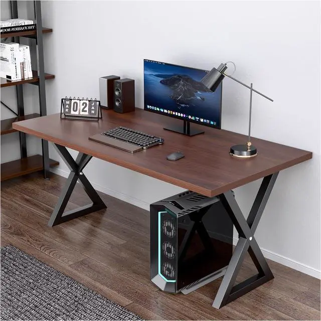 Main image of Heavy Duty Computer Desk 47 x 24 Inch Rustic Sturdy Workstation Business Furniture Study Writing Table for Home Office Company School Dorm Apartment (Brown, 47")