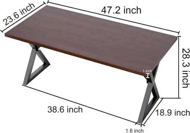 Alt view image 2 of 7 - Heavy Duty Computer Desk 47 x 24 Inch Rustic Sturdy Workstation Business Furniture Study Writing Table for Home Office Company School Dorm Apartment (Brown, 47")