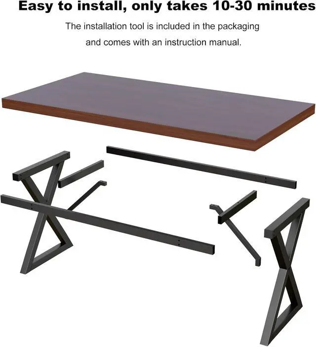 Alt view image 3 of 7 - Heavy Duty Computer Desk 47 x 24 Inch Rustic Sturdy Workstation Business Furniture Study Writing Table for Home Office Company School Dorm Apartment (Brown, 47")
