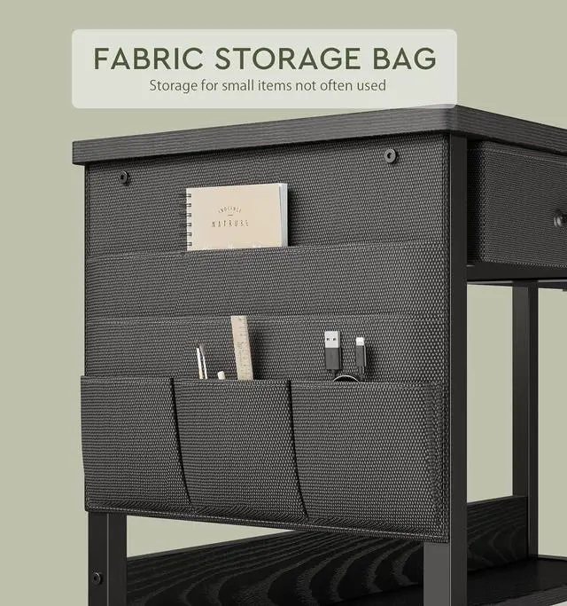 Alt view image 7 of 7 - Small Desk with Drawers for Bedroom, Small Vanity Desk Without Mirror, 31.5inch, Writing Desk with Bookshelf, Computer Desk with Storage Drawers, Vanity Table no Mirror Black