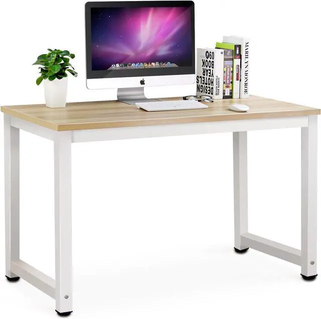 Main image of Tribesigns Computer Desk, 47 inch Modern Simple Office Desk Computer Table Study Writing Desk for Home Office, Light Walnut