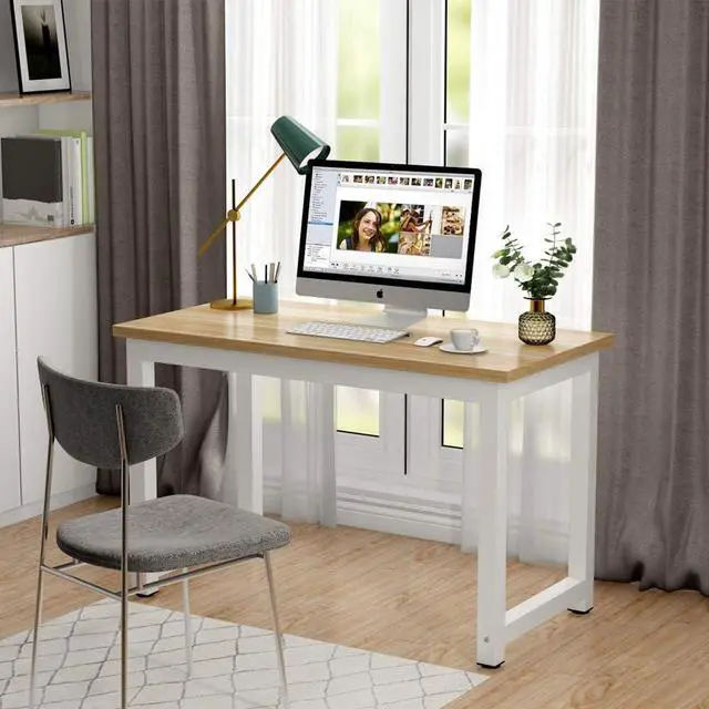 Alt view image 2 of 7 - Tribesigns Computer Desk, 47 inch Modern Simple Office Desk Computer Table Study Writing Desk for Home Office, Light Walnut