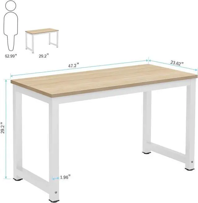 Alt view image 3 of 7 - Tribesigns Computer Desk, 47 inch Modern Simple Office Desk Computer Table Study Writing Desk for Home Office, Light Walnut